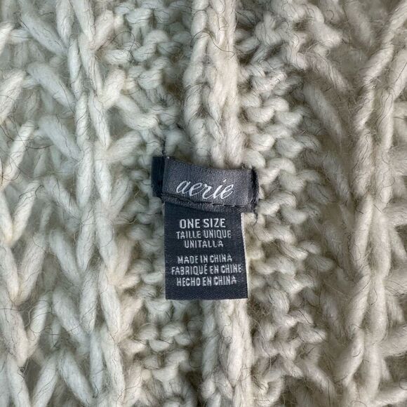 Aerie Wool Alpaca Blend Chunky Cable Knit Tassel Trim Cardigan Womens One Size - Picture 6 of 8